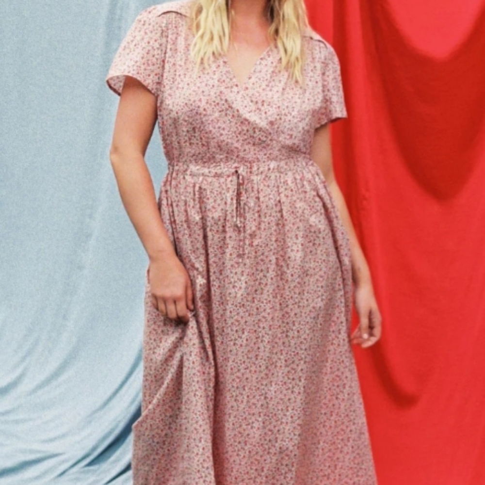 Simple Dawn Dress Maroon Calico